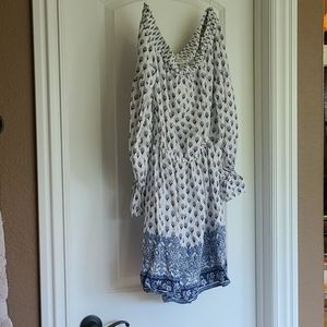 Hollister off the shoulder dress blue and white